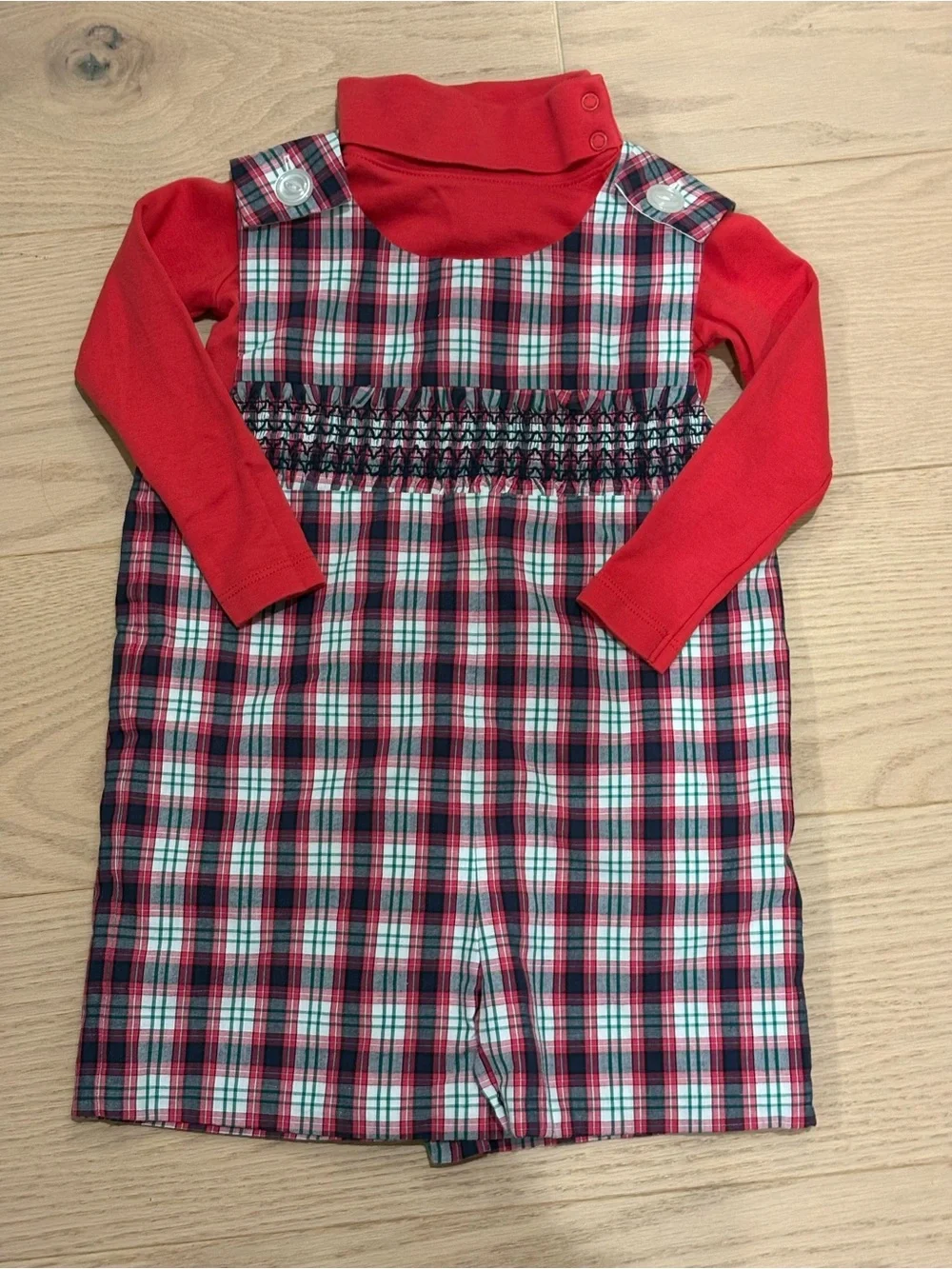 The Beaufort Bonnet Company Red and Navy Plaid Unisex Jon Jon Set